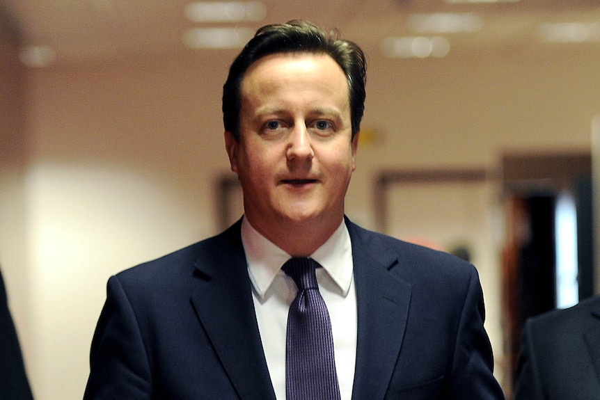 Britain prime minister David Cameron in Brussels
