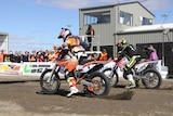 Toby Price takes off in first position at the Finke Desert Race.