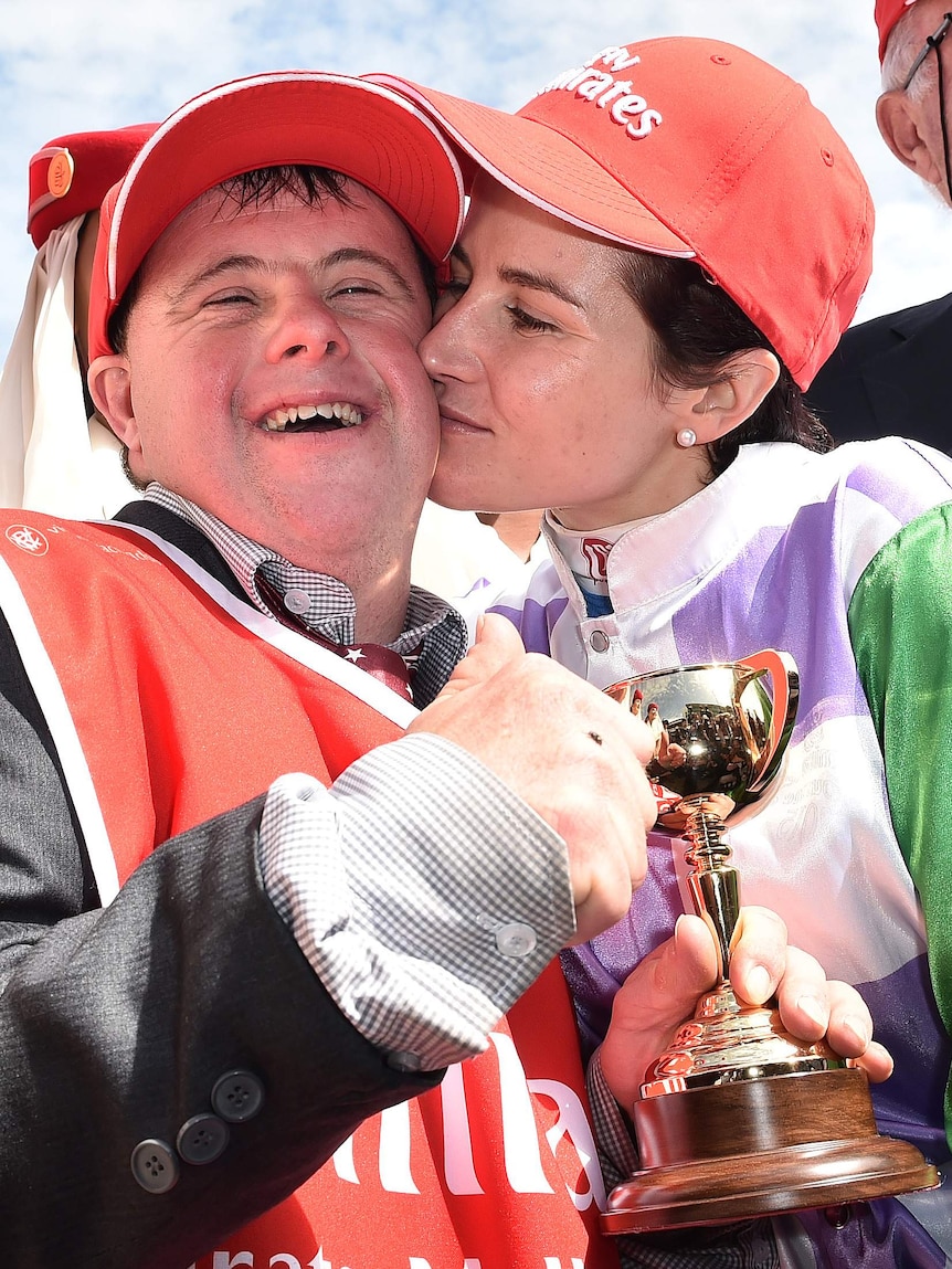 Steven and Michelle Payne with the Melbourne Cup