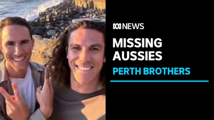 Missing Aussies, Perth Brothers: Two men pose for a selfie on a beach.