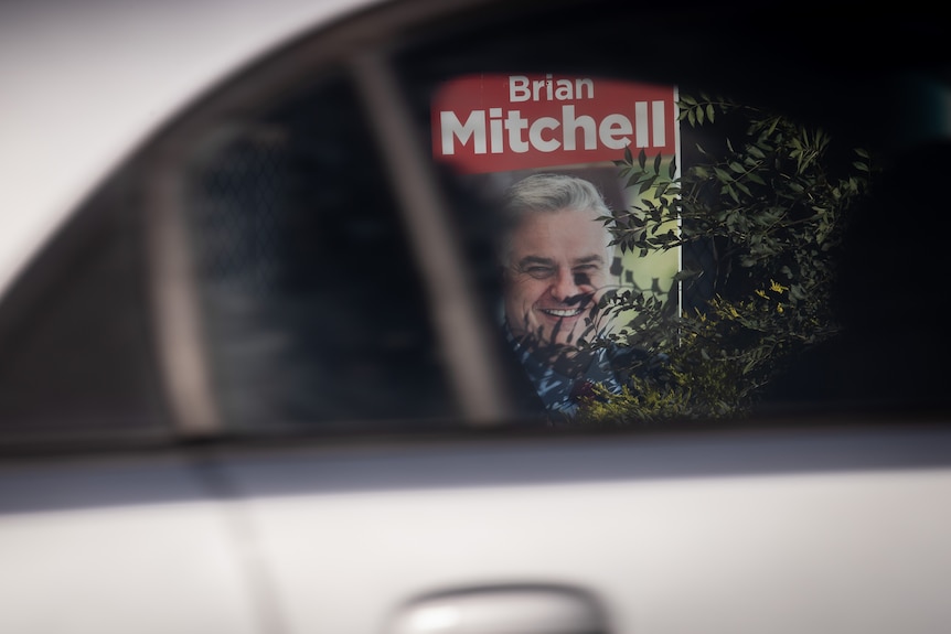 Brian Mitchell coreflute is seen in New Norfolk through a car window.