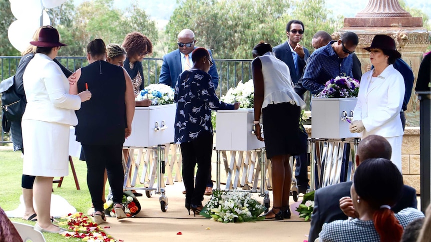 Friends and family paid tribute to the family at their funeral on Friday