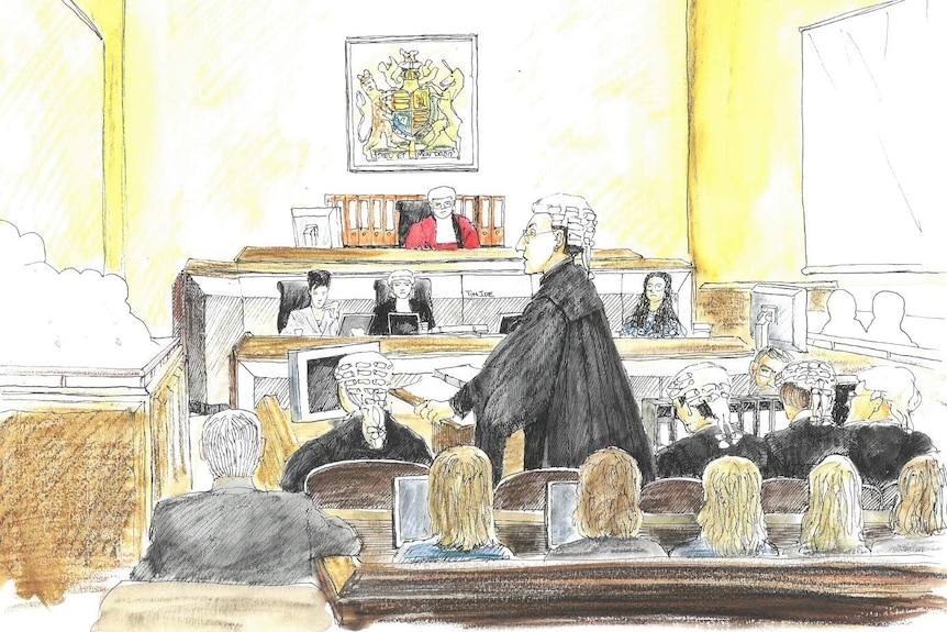 A courtroom sketch artist's impression of the Snowtown murder trial.