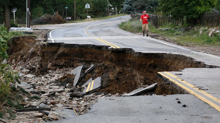 Colorado flood damage of main street