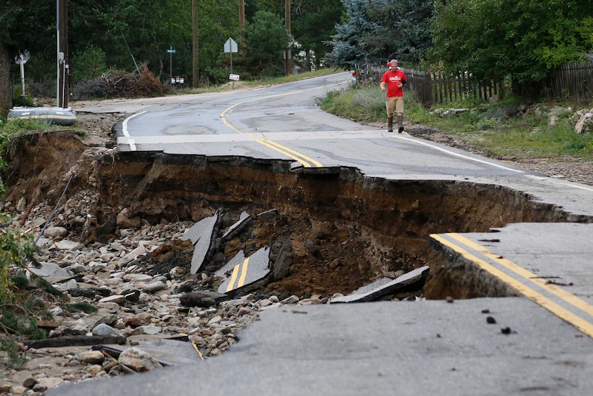 Colorado flood damage of main street