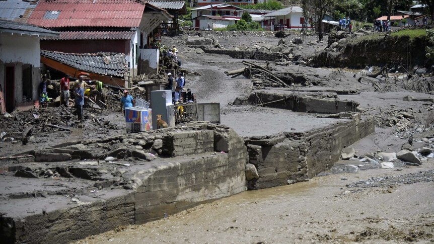 Devastation left after a landslide in Colombia