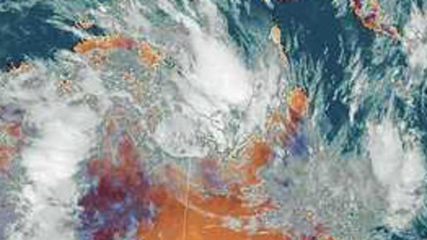 Satellite weather map, showing cloud band over Tasmania