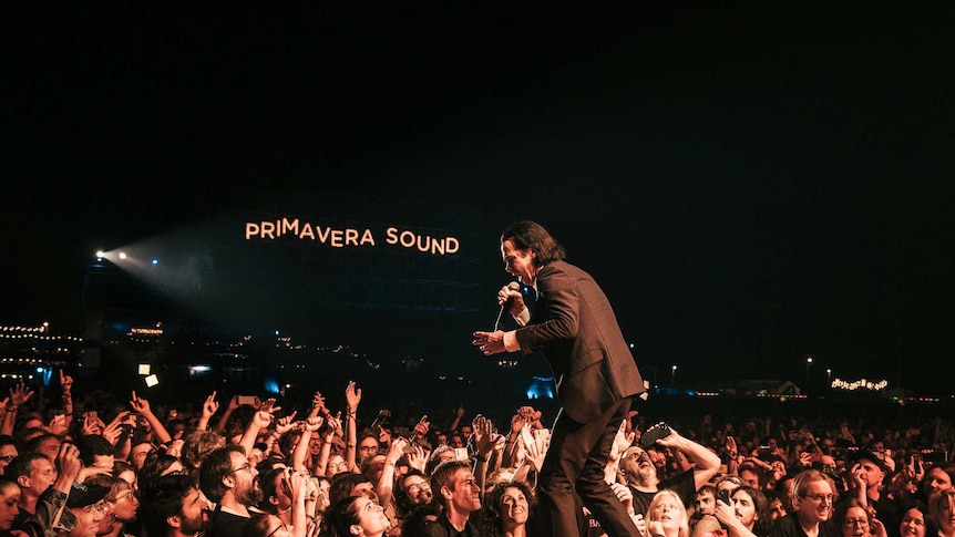 Nick Cave on stage performing at Primavera Sound