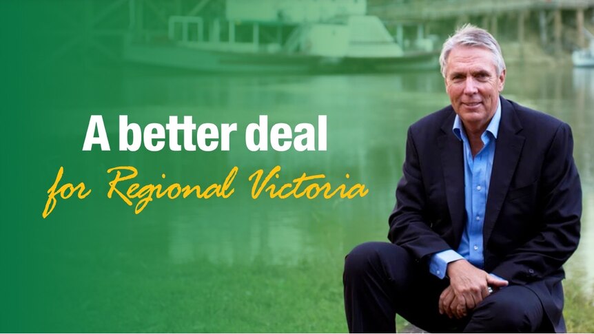 Generic Nationals Party ad with picture of middle-aged man in a dark suit sitting by a river.