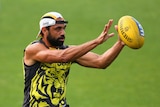 Richmond's Chris Yarran marks during a Tigers training session at Punt Road in March 2016.