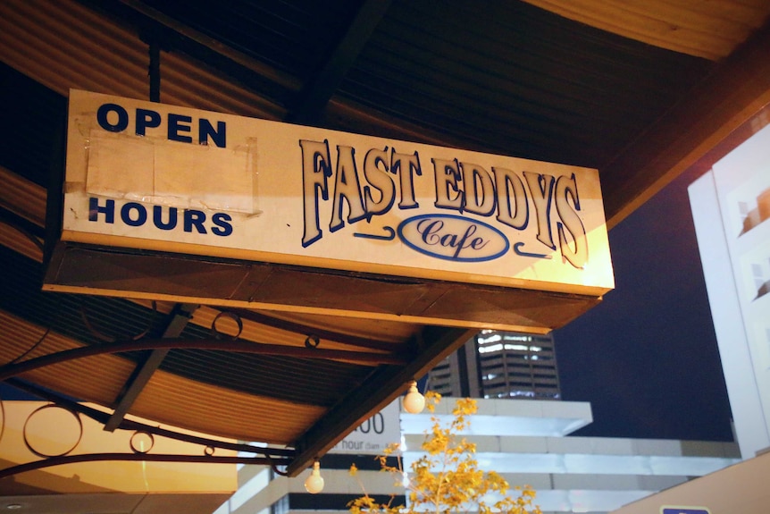 Fast Eddys sign at night