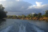 Heading down the Daly River towards the end of the day
