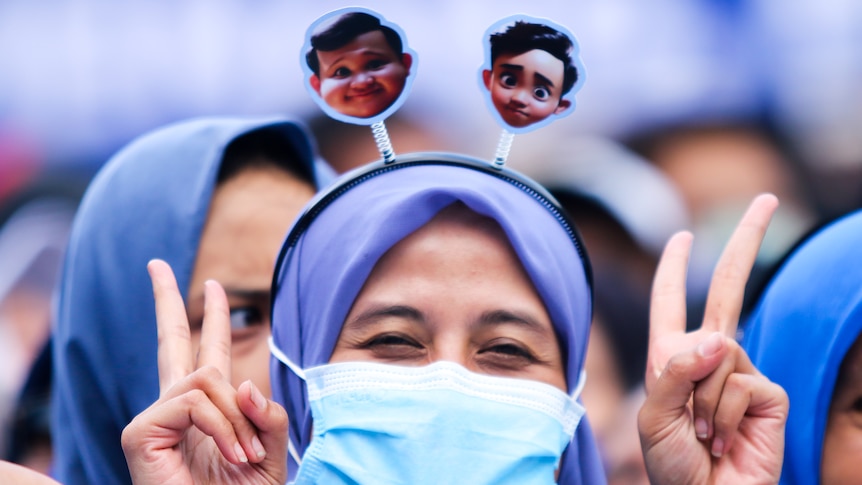 A woman at a rally during the Indonesian election campaign