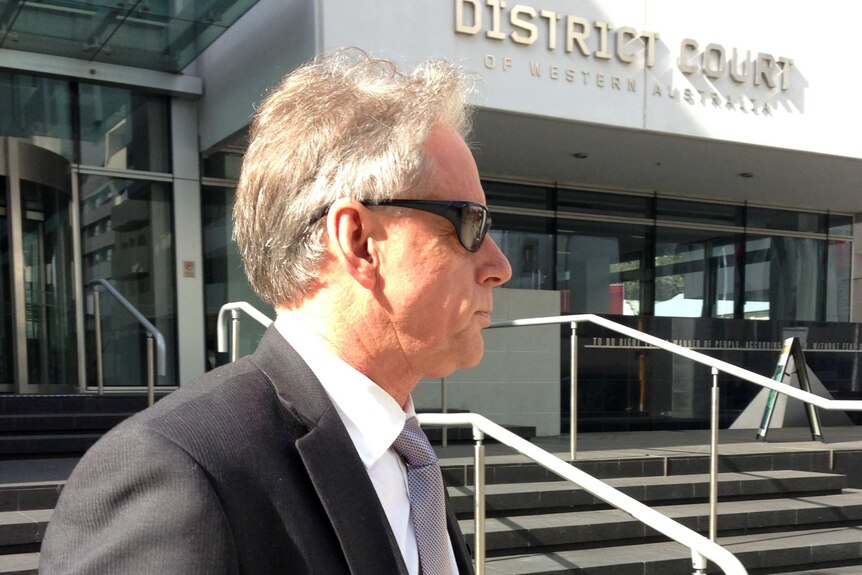 Trevor Reid leaves court after giving evidence at the murder trial of Ambrose and Xavier Clarke in Perth