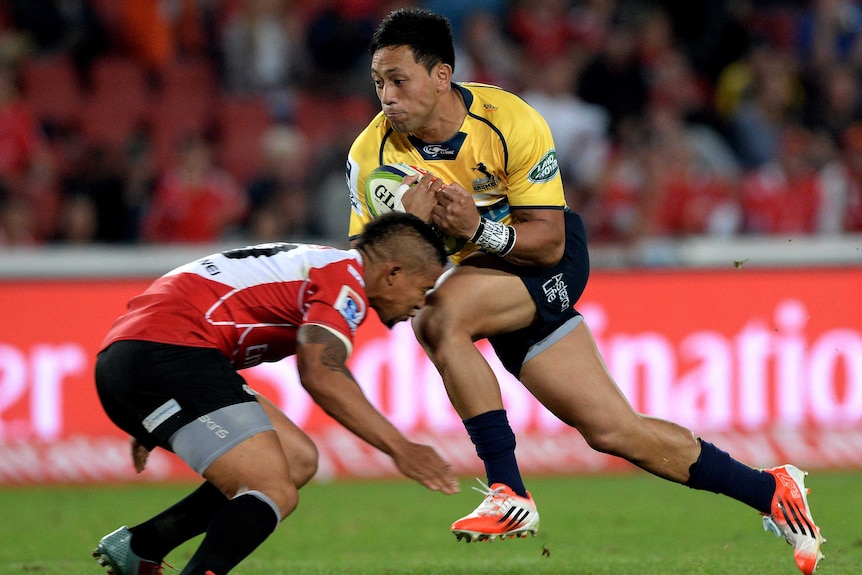 Christian Leali'ifano meets the Lions defence