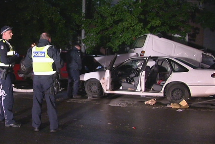 A man crashed into several cars in Melbourne's CBD trying to evade police.