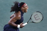 Serena Williams screams during tennis match against France's Alize Cornet at the Rio Olympics.
