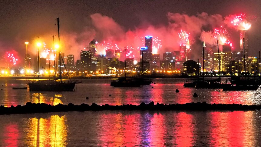 Melbourne fireworks during New Year's Eve celebrations.