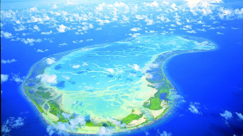 Aerial photo of Fanning Island, Kiribati, date unknown.