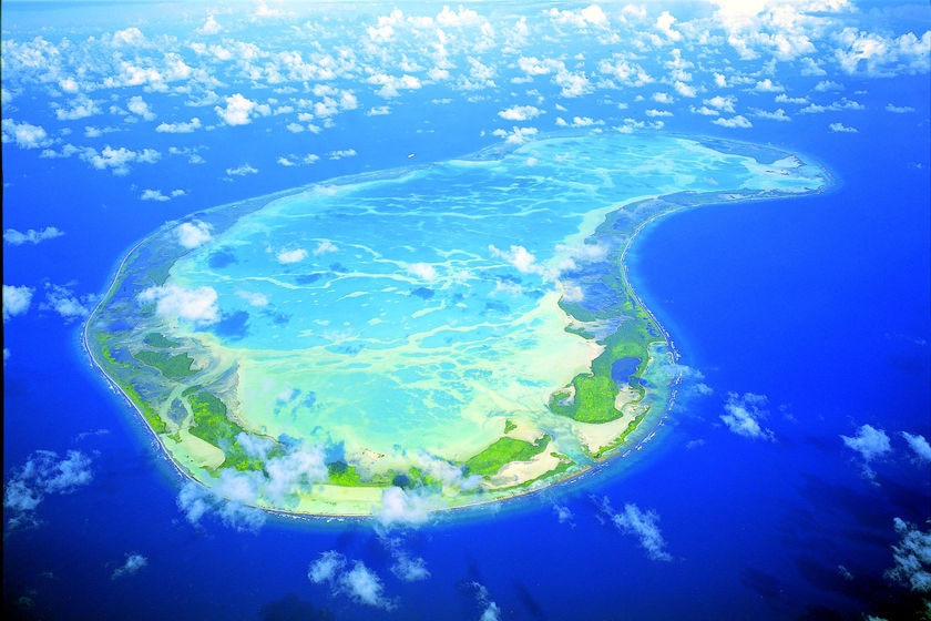 Aerial photo of Fanning Island, Kiribati