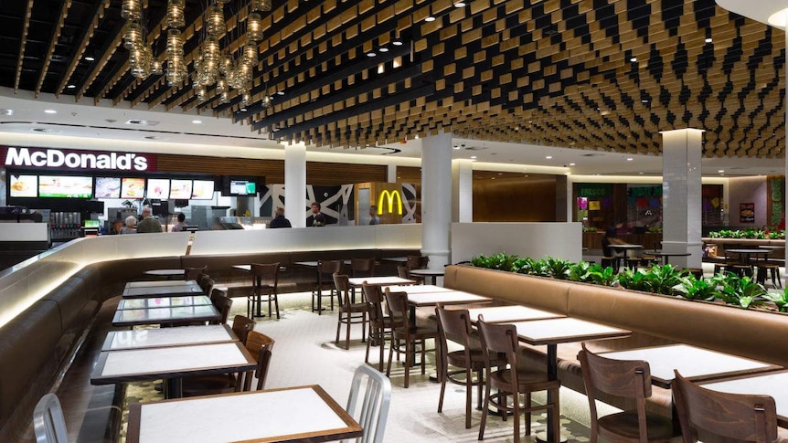 An empty food court in Canberra.