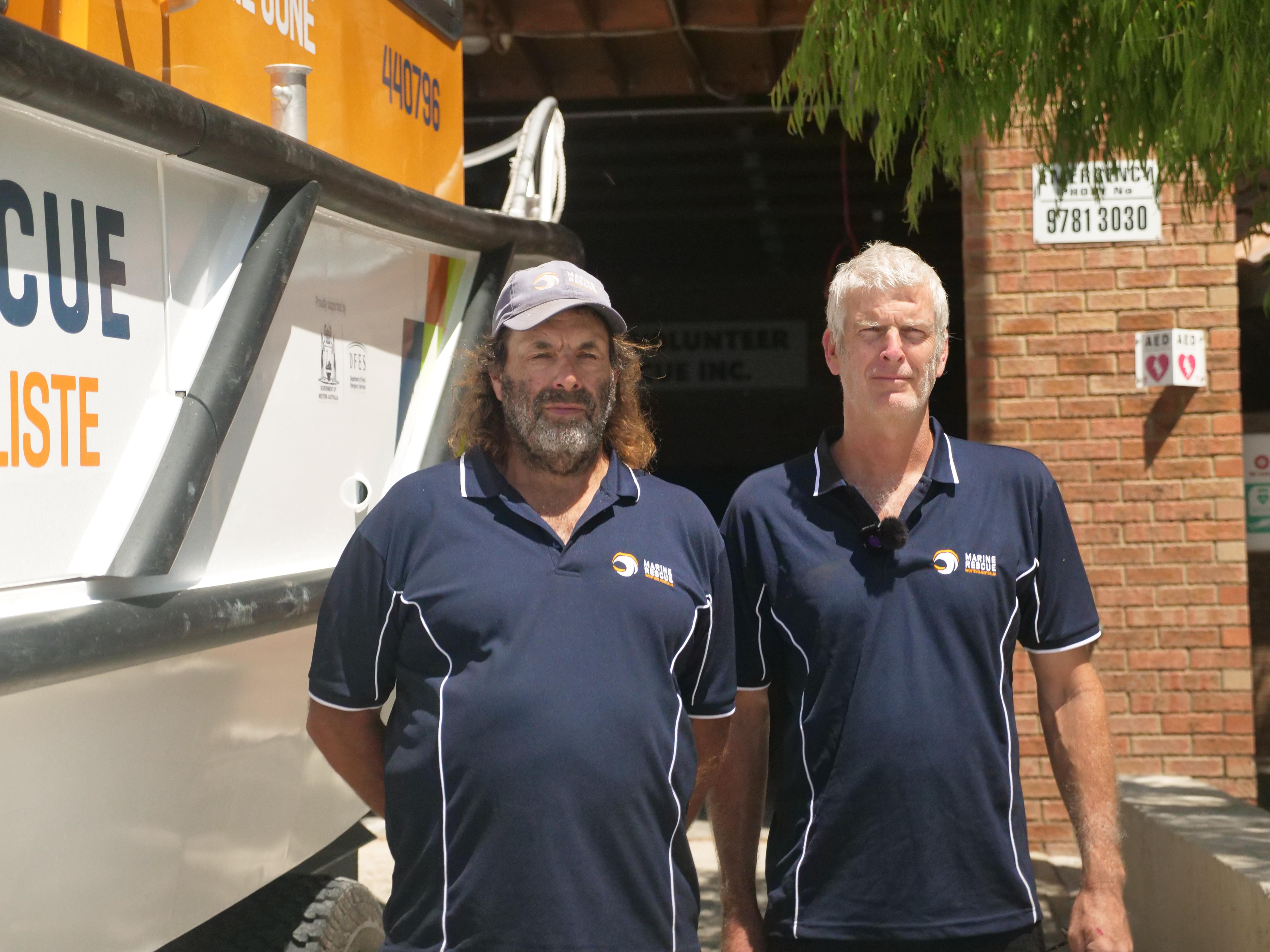 Paul Bresland and Dan Crosbie outside the Naturaliste Marine Rescue base.