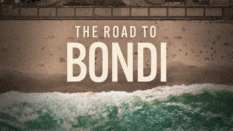 The Road to Bondi. Desaturated overhead photograph of a wave breaking on a beach.