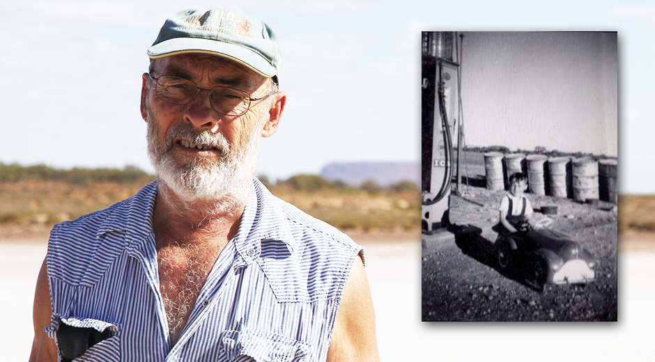 Ashley Severin, pictured then and now at Curtin Springs, in Central Australia.