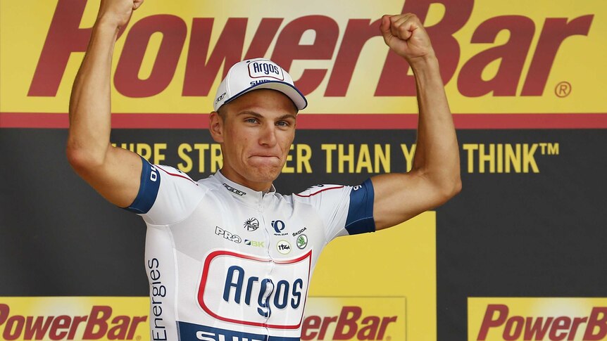 Marcel Kittel celebrates winning stage 12 of the Tour de France