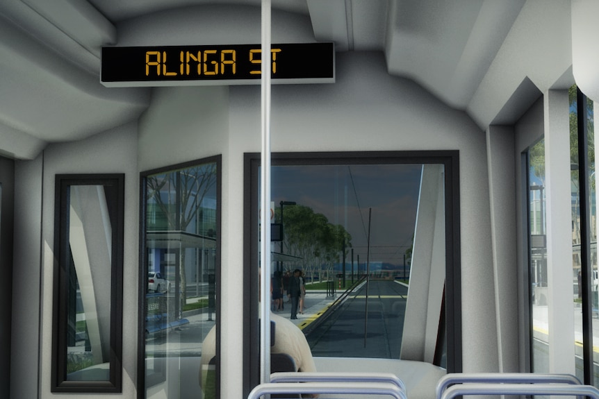 Artist impression of inside a Capital Metro light rail tram.