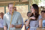 The Duke and Duchess of Cambridge with an Aboriginal spear at the National Indigenous Training Academy.