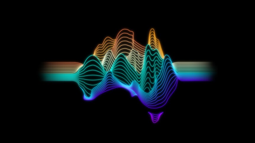 Graphic image of map of Australia rendered in sound waves