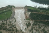 Emerald's Fairbairn Dam overflows