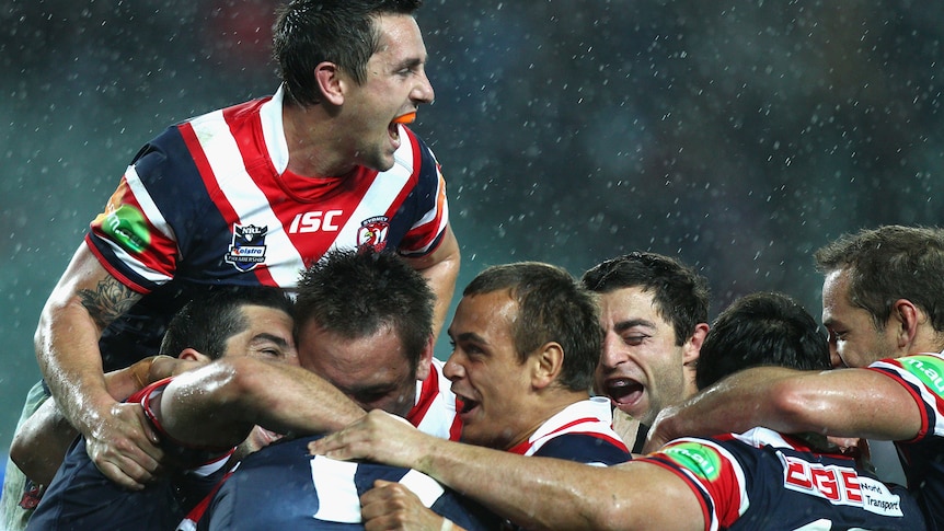 Pearce celebrates with team-mates