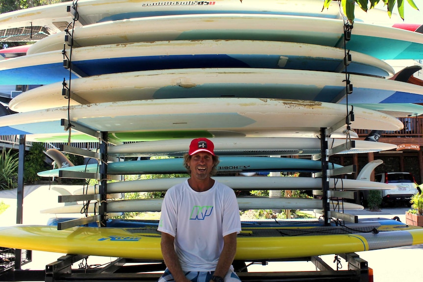 Dog trainer and paddle boarder Chris De Aboitiz in 1770, Queensland.