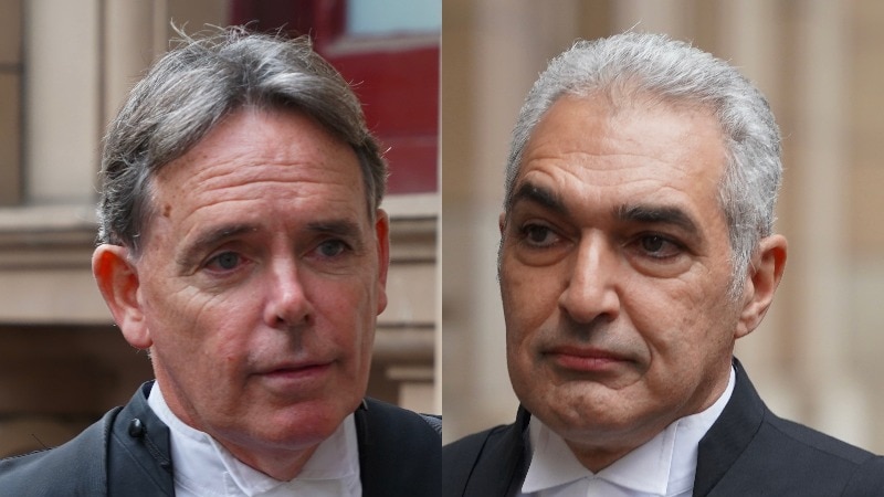 A composite image has Dermot Dann and Daniel Porceddu side-by-side, dressed in formal court attire.
