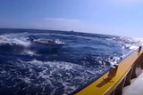 A 4.5-metre boat doing circles in the ocean