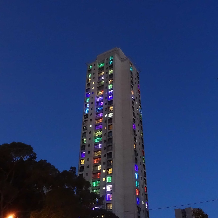 Lights in the windows at Waterloo residences