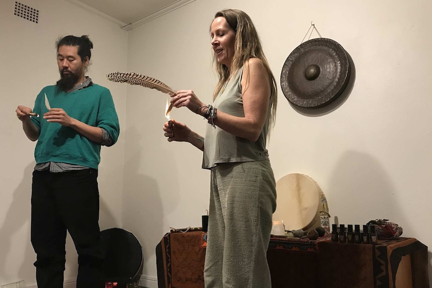 Debbie Lanyon hosts a Kambo circle in Newtown, Sydney