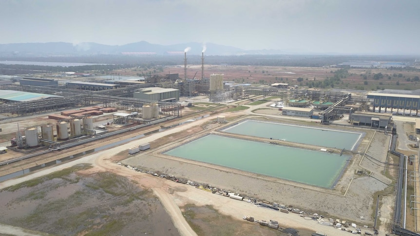 A drone shot of a huge rare earths processing plant