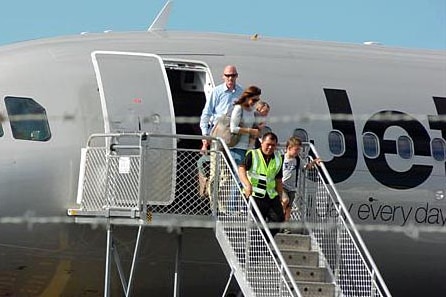 Princess Mary arrives in Hobart with children Josephine and Christian on December 6, 2011.