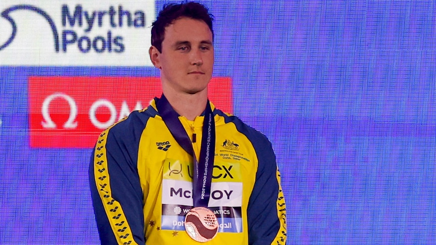 Cameron McEvoy gewinnt Bronze über 50 m Schmetterling bei den Schwimmweltmeisterschaften in Doha