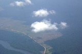 Aerial view of Amazon rainforest and River