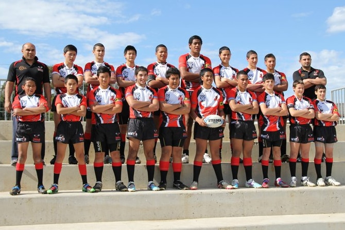 Jordan Mailata pictured with Bankstown Bulls teammates in 2011.