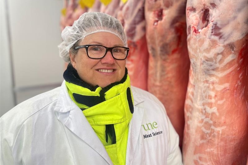 Photo of a woman at an abattoir 