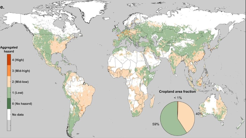 A map of the world showing regions with soil contaminated by glyphosate