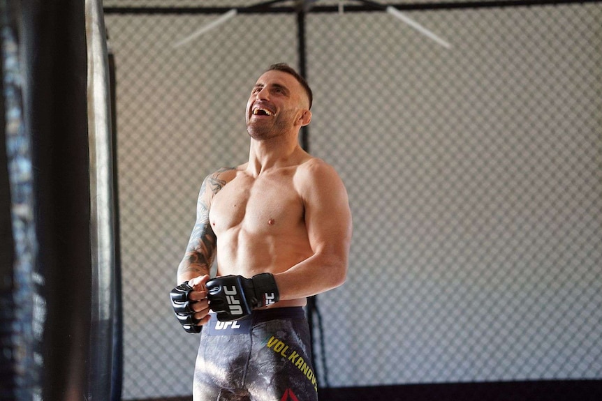 Alex Volkanovski laughing.