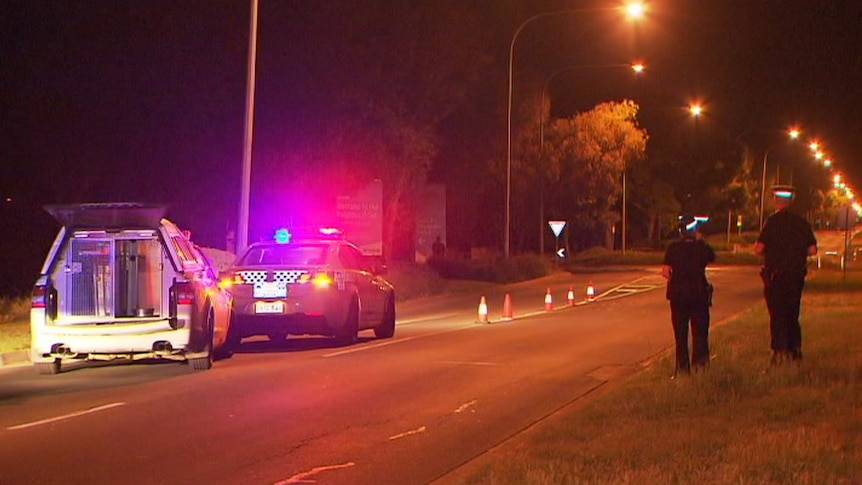 Police at the scene of a hit and run crash at Blakeview