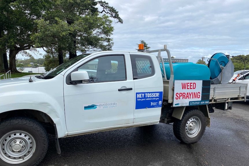 A weed spraying truck