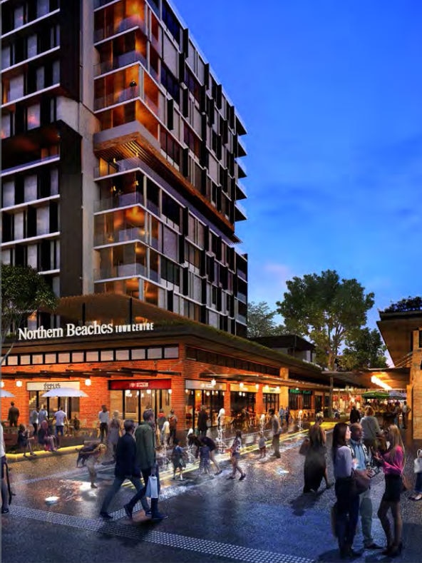 An artist's impression of the proposed new town centre on Sydney's northern beaches.